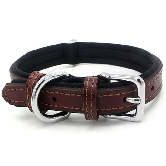 Double-layered Ultra Soft Neoprene Padded Dog Collar Heavy Duty Dog Leather Collar with Durable Metal Buckle Pet Training Collar