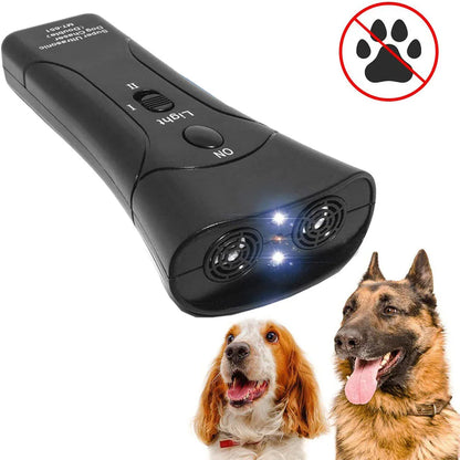 3 in 1 Dog Anti Barking Device Ultrasonic Dog Repeller Stop Bark Deterrents Pet Control Training Supplies with LED Flashlight