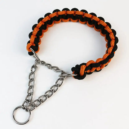 Wide Dog Collar Strong Nylon Rope Woven Limited Slip P Chain Collar for Medium Large Dogs German Shepherd Pit Bull Rottweiler
