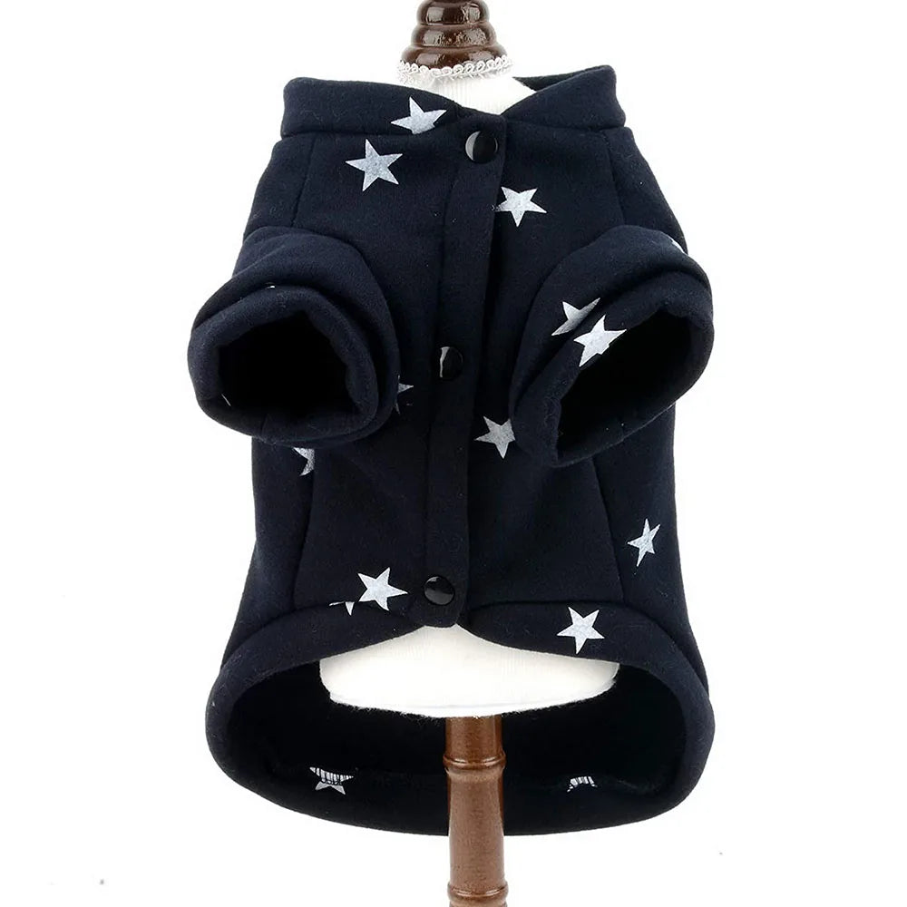 Fashion Star Pet Fleece Sweatshirt Sweater Jacket for Small Dogs Cats Crewneck Winter Coat Puppy Clothes for Poodle Shih Tzu Pug
