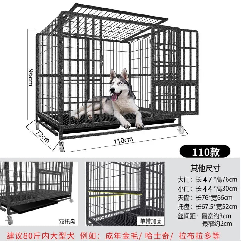 Dog Cage Small Medium Large Dog Square Tube Dog Cage Bold Iron Pet Dog Dog Cage Dog House Teddy Golden Retriever Supplies