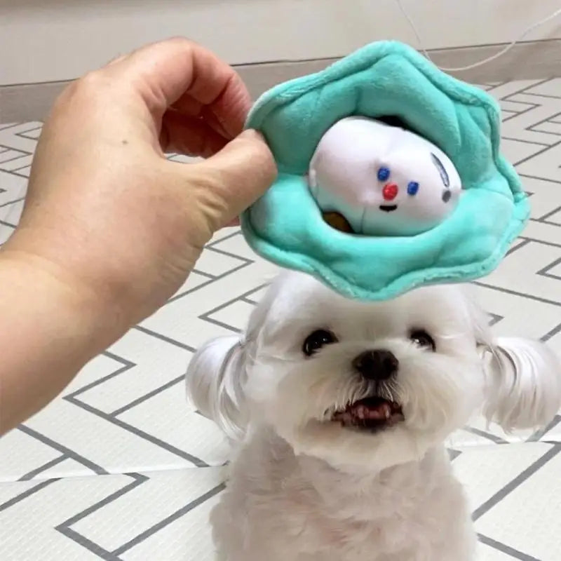 Dog Plush Toy Training Pet Toy Interactive Dog Treat Toy Seashell Pearl Shaped Dog Plushie For Backyard Lawn Pet House Garden