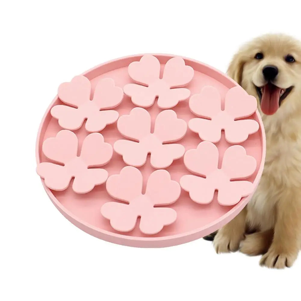 Lick Mat For Dogs Suction Dog Butter Lick Pad Raised Flower Design Dog Puzzle Bowl For Boredom Relief Floor Or Wall Treats