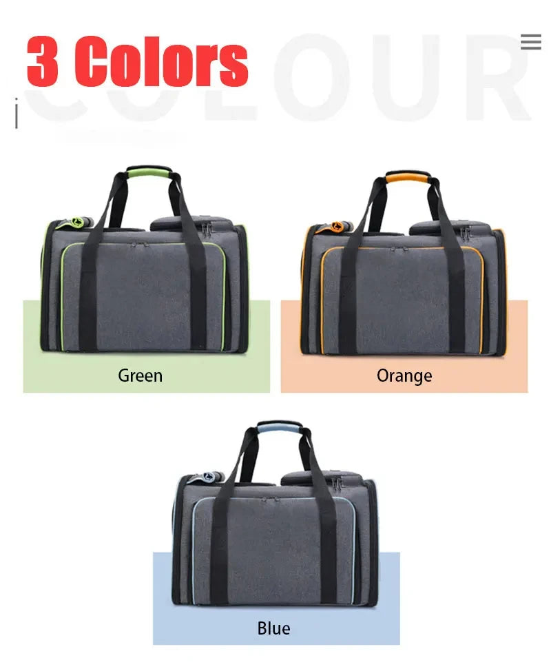 Large Capacity carrier Cat Pet Airlines approved reflective tape Cat Travel Bag expandable Foldable soft dog carrier
