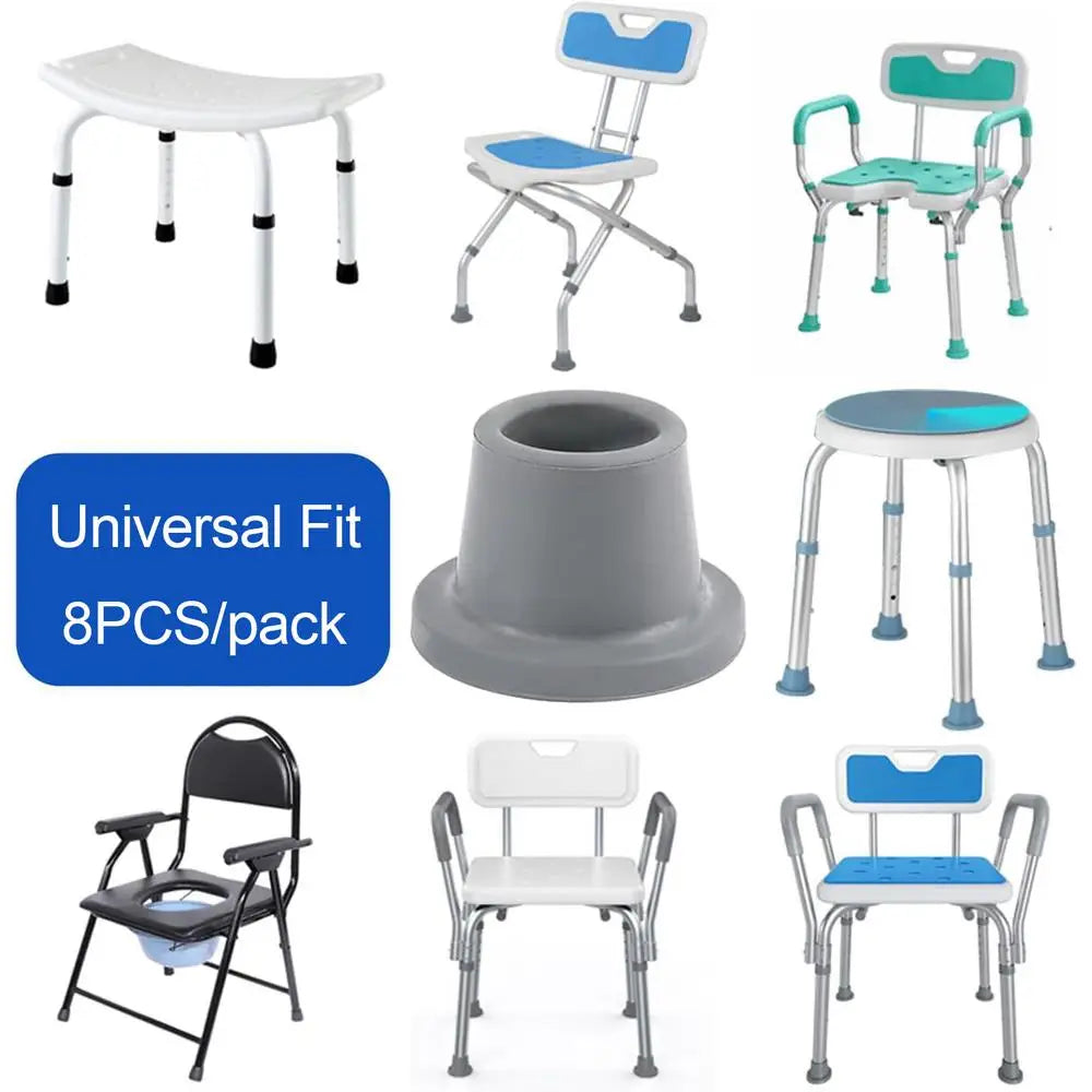 Shower Chair Leg Rubber Caps Bathroom Chair Feet 8pcs Anti-Slip Suction Cup Feet For Bathtub Chair Child And Body Safety Home
