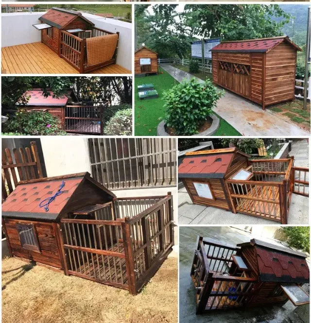 Outdoor Waterproof Solid Wood Kennel Medium and Large Dog Golden Retriever Kennel House Rainproof Outdoor Four Seasons