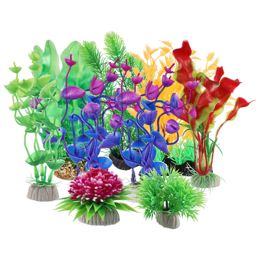 UXCELL 3/4/5/6/8/9 Pcs Artificial Aquarium Plants Grass Water Weeds Ornament Fish Tank Plant Flower Grass Decor Accessories