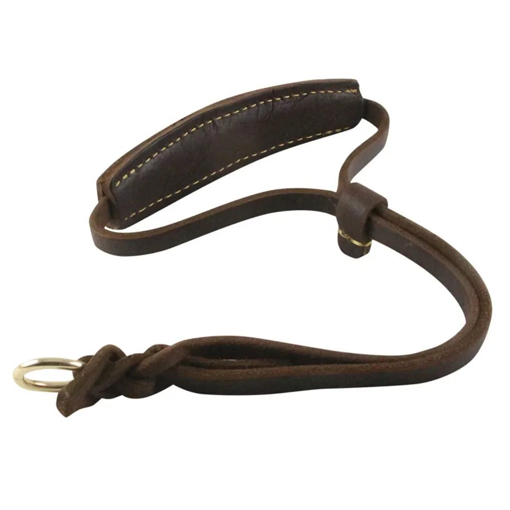 Real Leather Martingale Dog Collar Soft Wide Genuine Leather Dog Collar Adjustable for Medium Large Dogs Pet Training Supplies