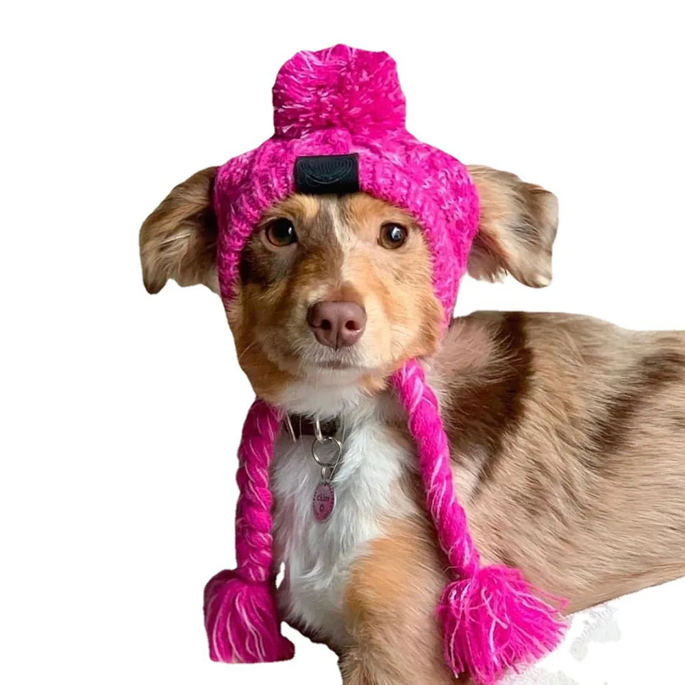 Winter Soft Dog Hat Warm Pet Dog Knitted Hat with Ear Holes Windproof Knitting French Bulldog Hat for Puppy Small Medium Dog Cap