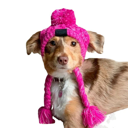 Winter Soft Dog Hat Warm Pet Dog Knitted Hat with Ear Holes Windproof Knitting French Bulldog Hat for Puppy Small Medium Dog Cap