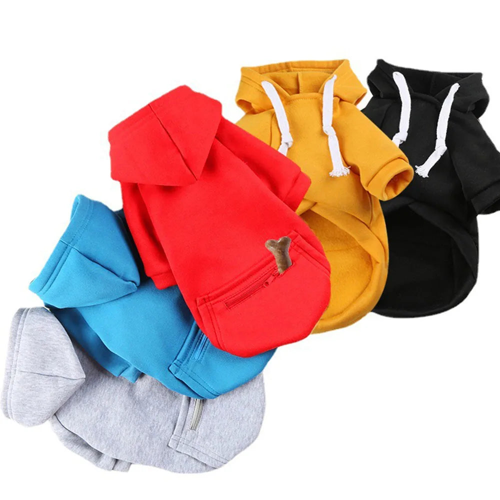 Warm Dog Clothes for Large Dogs Winter Pet Fleece Coat Sport Sweatshirt Hoodies with Snacks Pocket Gold Retriever Husky Apparel