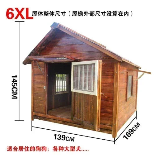 Dog House Outdoor Waterproof  Solid Wood Dog Villa with Yard Outdoor Rainproof Type Four Seasons Universal Pet Kennel