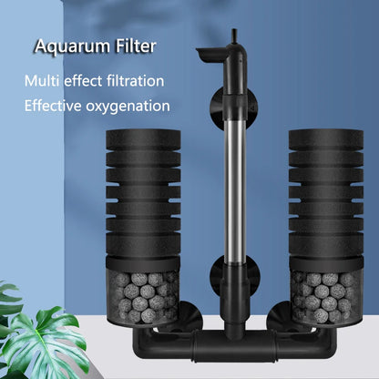 Black Aquarium Filter With Pump For Fish Tank Air Pump Skimmer Biochemical Sponge Filter Aquarium Bio Filters Filtro Aquario