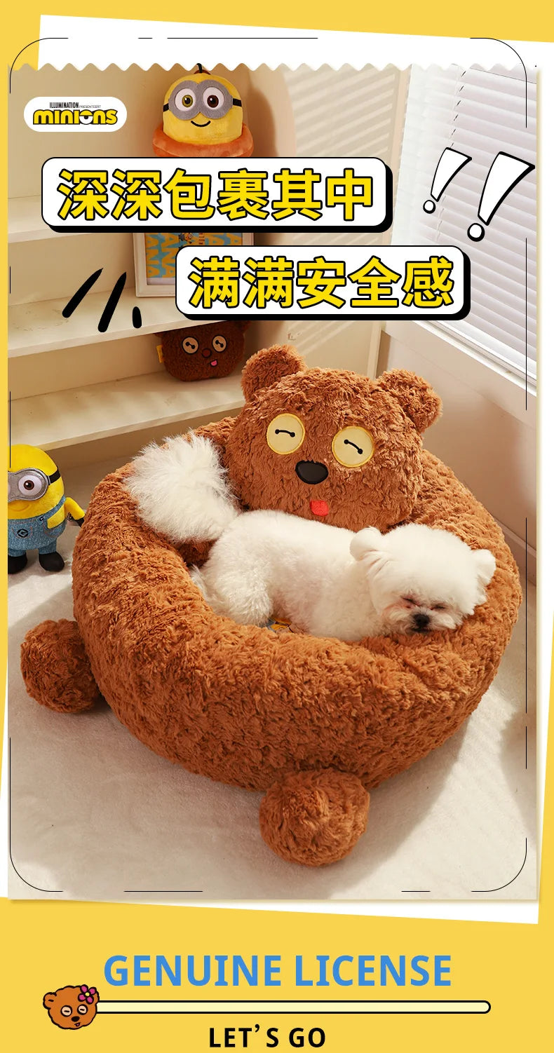 Minions joint series TIM bear pet litter cat litter winter warm kennel small dog teddy pet supplies