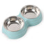 Pet Stainless Steel Bowls Double Puppy Dog Food and Water Bowls Set Cat Bowls Pet Feeder Dishes Dual Bowls for Small Dogs Cats