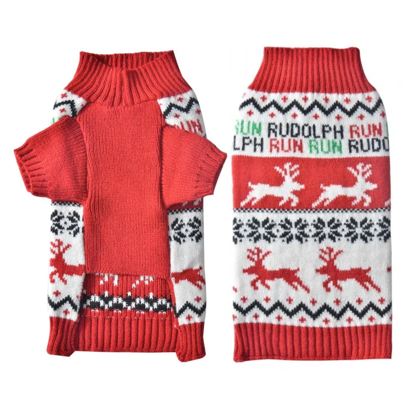 Christmas Dog Clothes Winter Dog Sweater Knitted Warm Coat Pet Clothing for Small Medium Dogs Costume Striped Print Dog Pullover