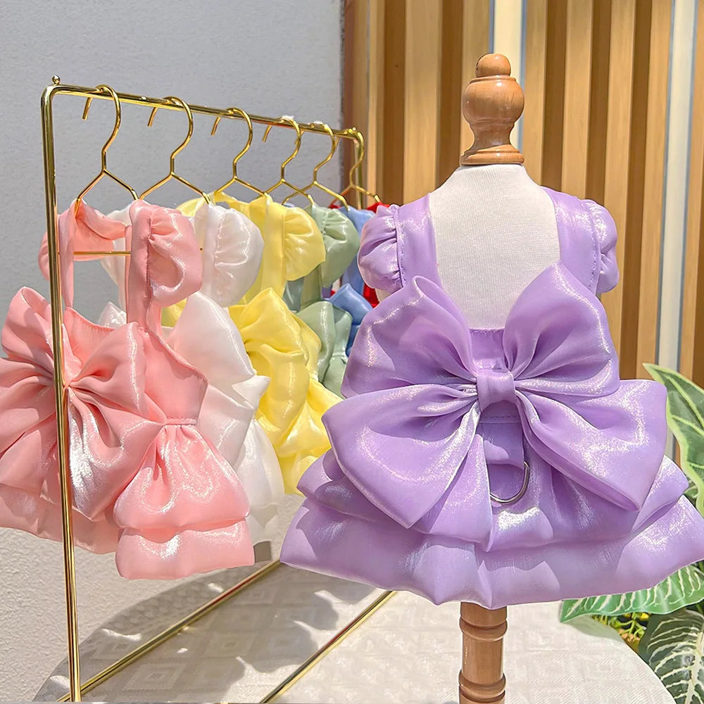Big Bow Pet Wedding Dress with Buckle Luxury Dog Full Dresses for Small Dogs Pomeranian Poodle Puppy Cat Skirt mascotas Clothes