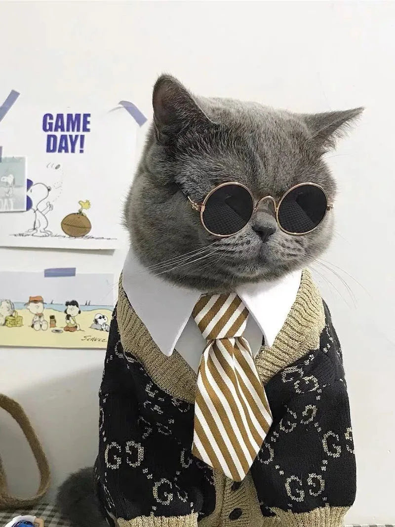 Anti-slip Cat Sunglasses Pet Accessories Small Dog Sun Glasses Classic Retro Circular Glasses for Kitten Photos Props Cosplay