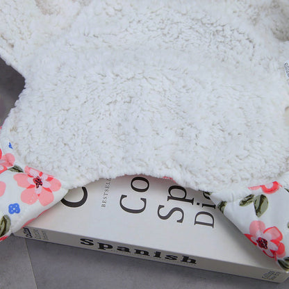 Thicken Warm Padded Dog Jumpsuit for Small Dogs, Chinese Style Floral Pattern Pet Costume Sherpa Lined Dog Winter Clothes