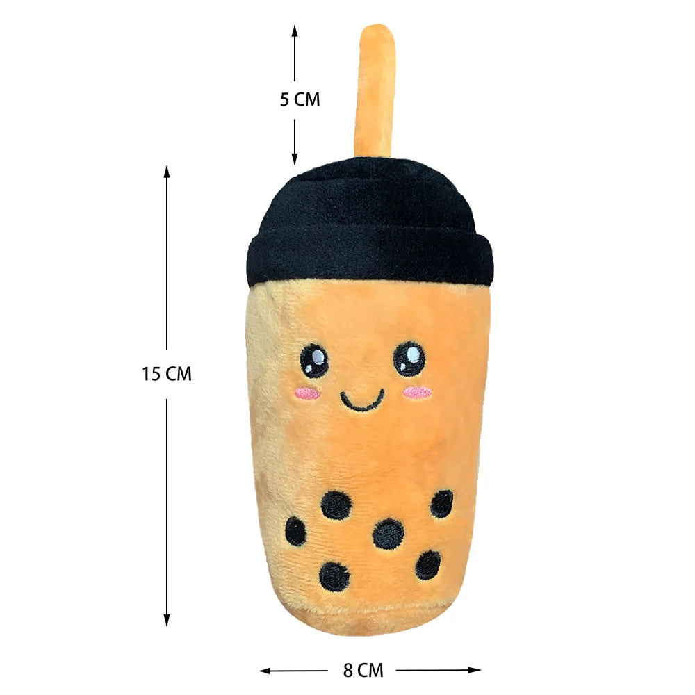 Dog Plush Toy Spot Wholesale Pearl Milk Tea Beverage Shape Pet Toys Plush Fill Soundmaking Dog Toys Fleece Squeak Toys