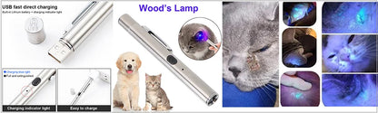 365 UV Veterinary Wood Lamp Pet Fungus Detection Waterproof Flashlight Skin Ultraviolet Light Cat Moss Tinea Light Black Mirror