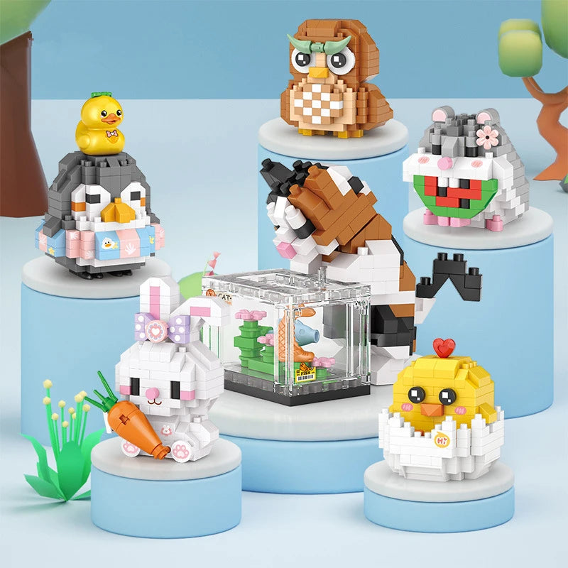 NEW Cute Animals Cats Fish Tanks Building Blocks Kit Girls Bricks Model Kids Toy Children