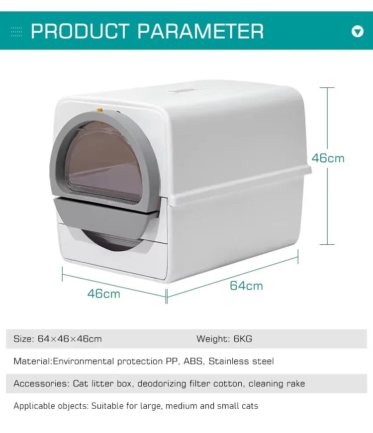 Fully Enclosed Removable push-pull cat toilet  Semi automatic cat litter box