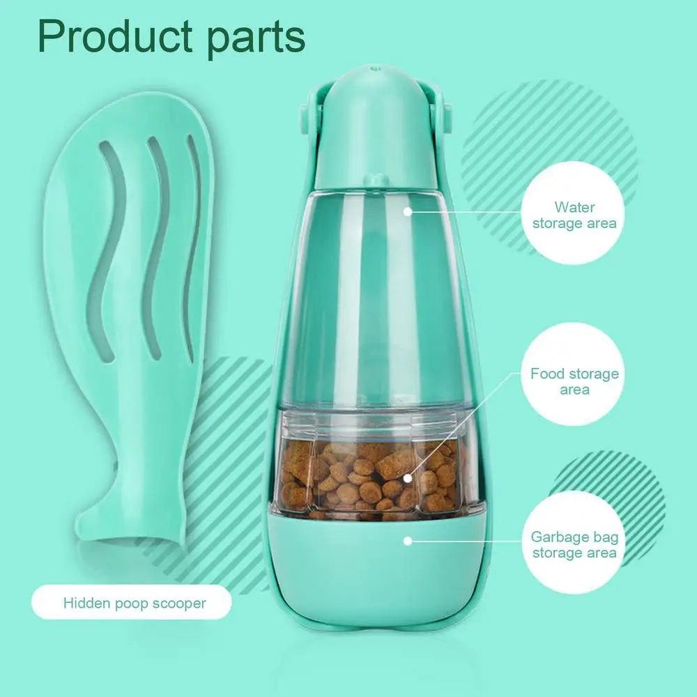 Dog Water Bottle Pet Travel Drinking Bottle 5 in 1 Outdoor Pet Accessories with Dog Drinking Bottle Food Storage Container