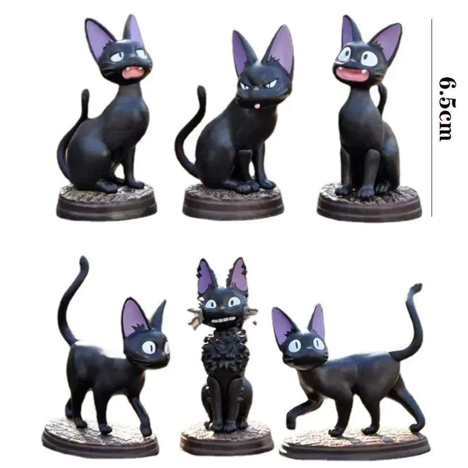 6pcs/set Cartoon Black Cat Jiji Gigi Figure PVC Action Toy Doll Model Set Black Cat Hayao Miyazaki Figure Toy kids birthday gift