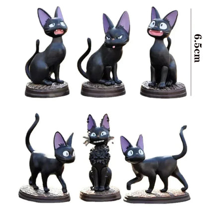 6pcs/set Cartoon Black Cat Jiji Gigi Figure PVC Action Toy Doll Model Set Black Cat Hayao Miyazaki Figure Toy kids birthday gift