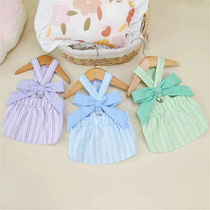Summer Puppy Dog Skirt Dress with Buckle Sweet Stripe Pet Clothes for Small Dogs Pinscher Maltese mascotas Dresses disfraz perro