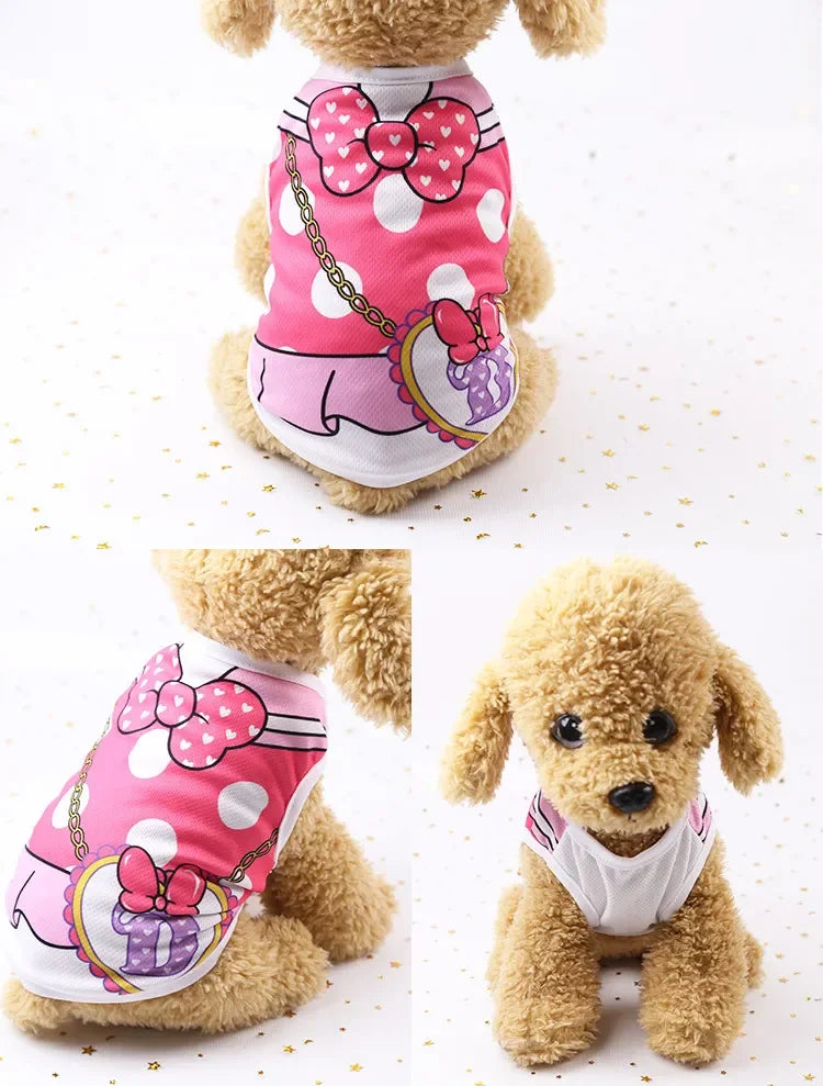 Wholesale Small Pet Dog Clothes Vest Down Jacket Cartoon Cute Chihuahua Tshirt Puppy Yorkshire Terrier Puppy Bulldog Ropa Perro