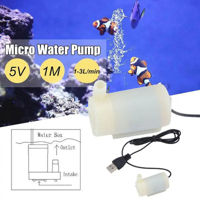 Super Quiet DC 5V USB Brushless Motor Pump Portable Hydroponic Water Submersible Mini Tank Water Fish Circulating Pump Foun E3D9