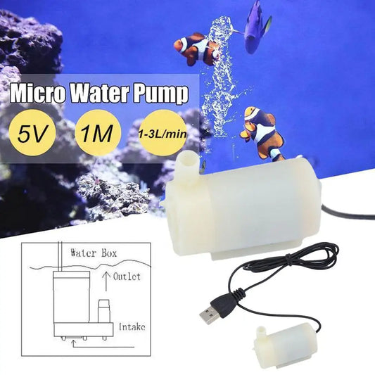 Super Quiet DC 5V USB Brushless Motor Pump Portable Hydroponic Water Submersible Mini Tank Water Fish Circulating Pump Foun E3D9