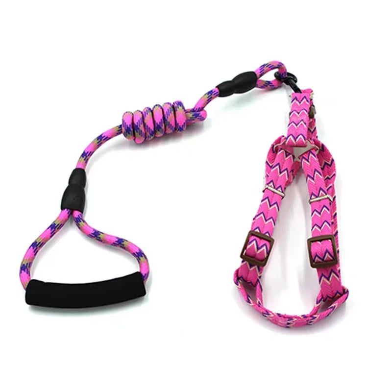 Anti Explosion Pet Nylon Leash Dog Harness Small Medium Dog Vest Safety Lead Walking Running Leash Durable Traction Rope 120CM