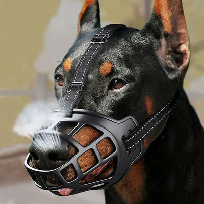 Adjustable Dog Muzzle Soft Silicone Breathable Strong Basket Small Medium Large X-Large Dogs Mouth Muzzles Lightweight & Durable