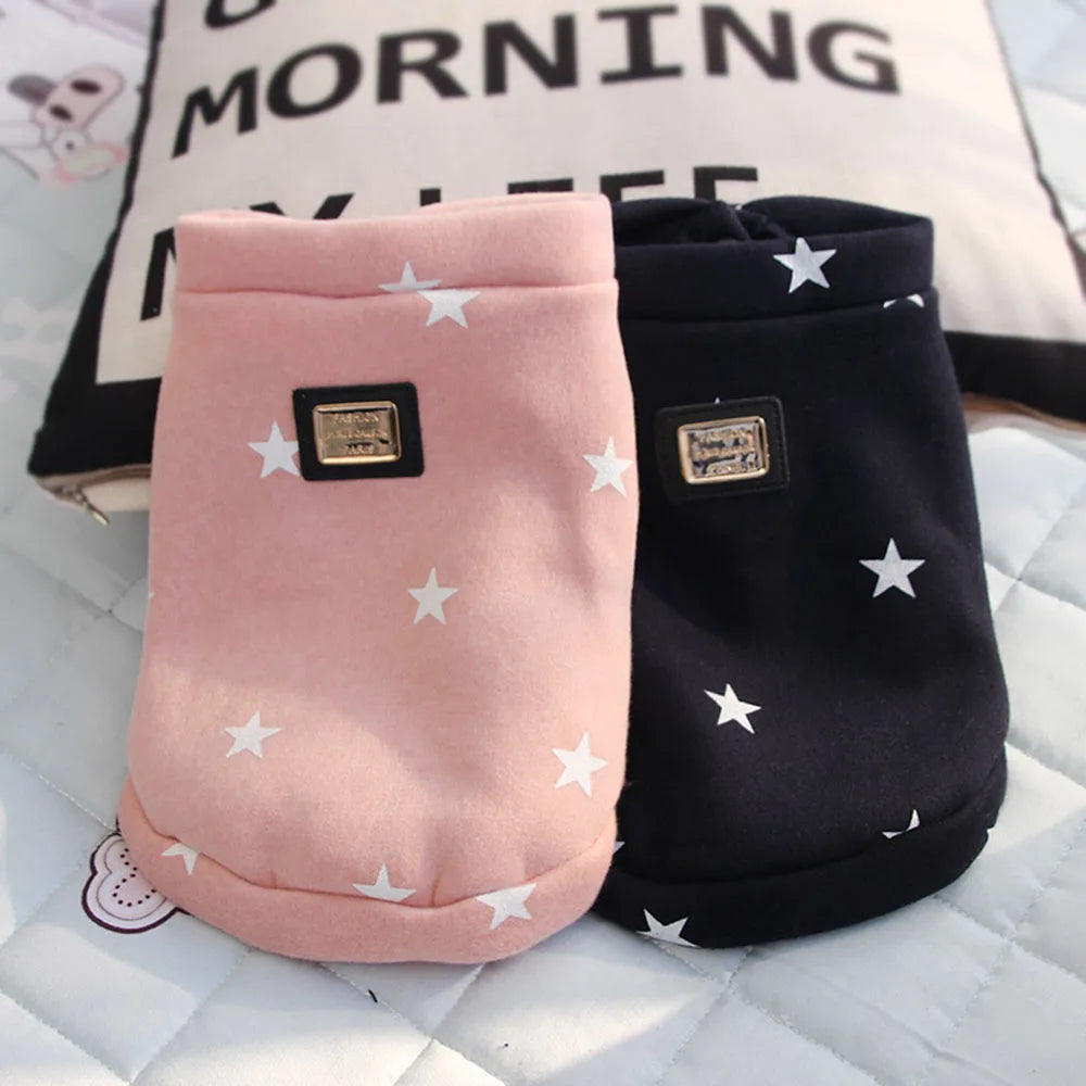 Fashion Star Pet Fleece Sweatshirt Sweater Jacket for Small Dogs Cats Crewneck Winter Coat Puppy Clothes for Poodle Shih Tzu Pug