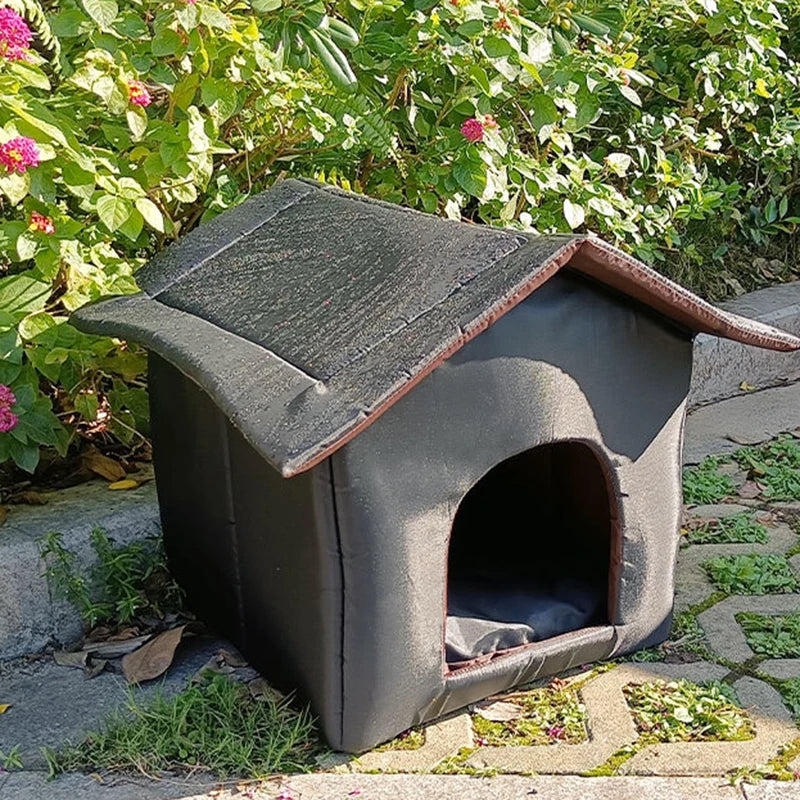 Booteely Black Waterproof Dog House Oxford Cloth And Sponge Material Three Models To Choose From Outdoor Cat House