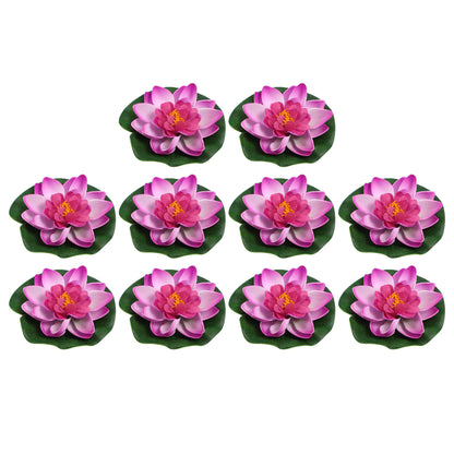 Uxcell 10PCS 10cm Aquarium Floating Artificial Flower Fake Lotus Plant Pond Micro Landscape Garden Fish Tank Tools Accessories