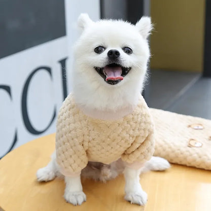 2024 New Warm Fleece Pet Clothes Cute Print Coat Small Medium Dog Cat Shirt Jacket Teddy French Bulldog Chihuahua Winter Outfit