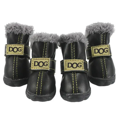 Dog Winter Boots 4PCS Winter Warm Skid-proof Snow Boots For Small Dog Breathable Dog Boots