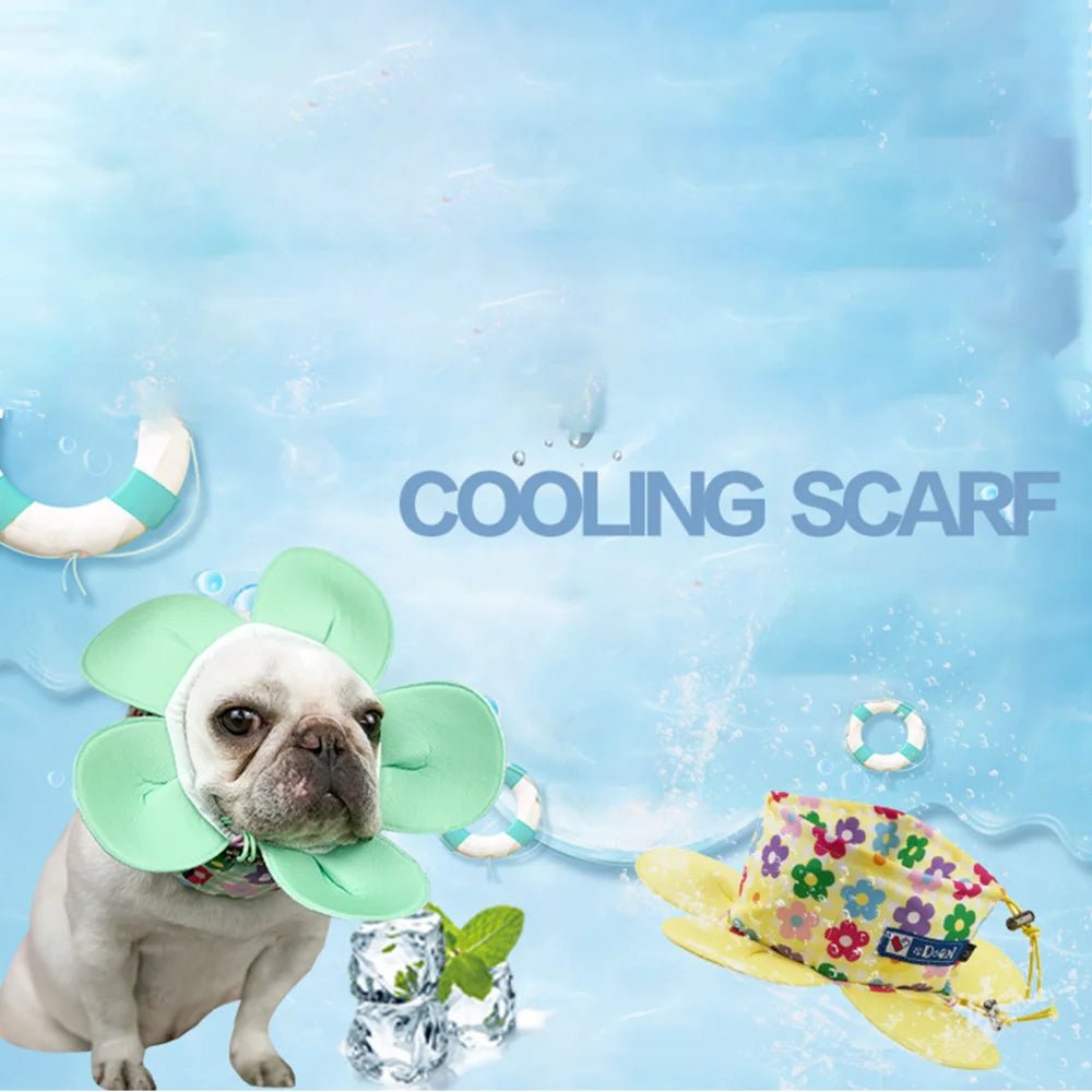 Dog Cooling Bandana Pet Summer Cool Neck Collars Cooling Reusable Petal Shape Adjustable Dog Neck Wrap For Bulldog Summer Hot
