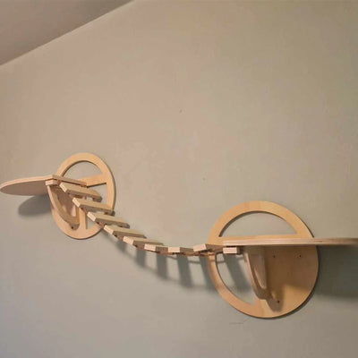 Wall Mounted Cat Bridge Cat Climbing Shelves Cat Wooden House Cat Ladder Cat Jumping Platform for Kitten Playing and Sleeping