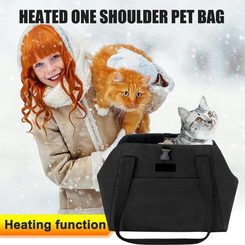 Dog Carrier Heater USB Adjustable Heating Dog Shoulder Carrier Bag Heated Cat Carrier For Cats And Small Dogs With Side Bag Pet