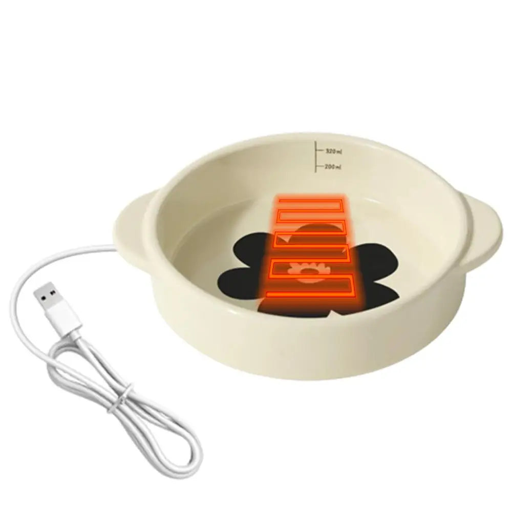 Heated Pet Water Bowl Outdoor Pet Heated Waterer 15W Thermostatic Control Ceramic Travel-Friendly Anti-slip Heated Pet Bowl