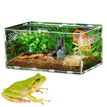 Acrylic Reptile Feeding Box Insect Lizard Spider Breeding Cage Hatching Container All-round Transparent Feeding Box