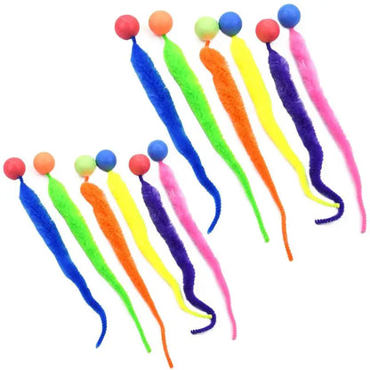 6pcs/set Cat Ball Toy Cat Tail Toy Cat Interactive Ball Creative Fuzzy Toys Bouncy Tails Cat Toy Cat Chaser Toy Kitten Playing