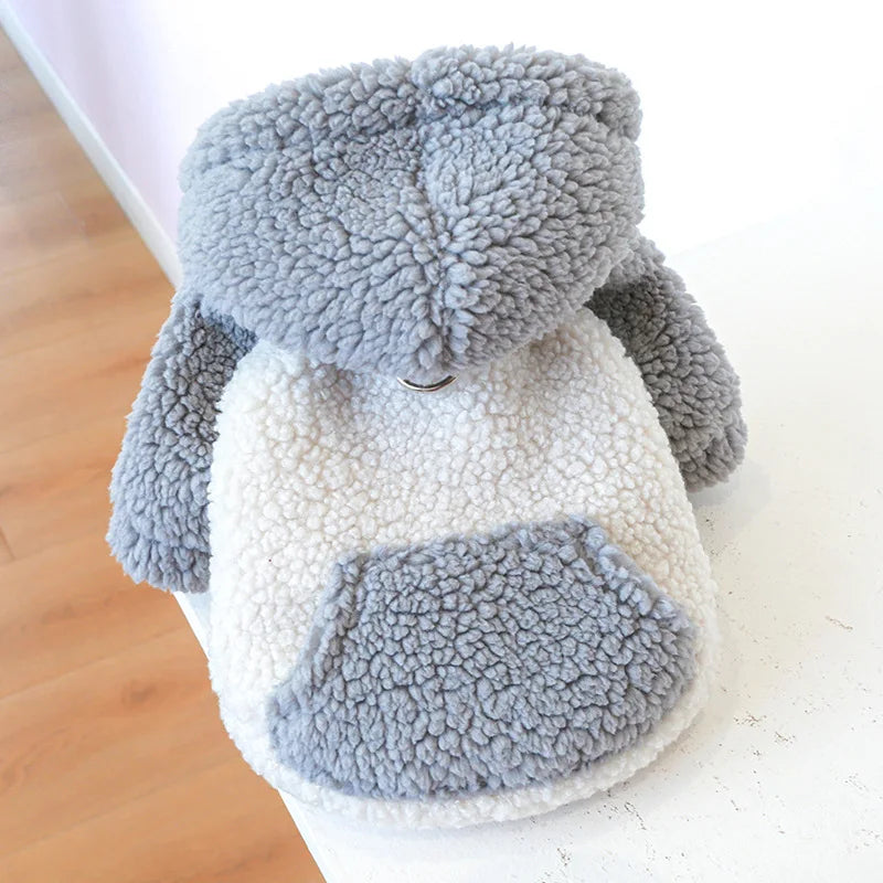 Thicken Warm Sherpa Fleece Dog Coat Winter Dog Clothes for Small Medium Dogs, Puppy Hooded Sweater Yorkie Chihuahua Pet Apparel