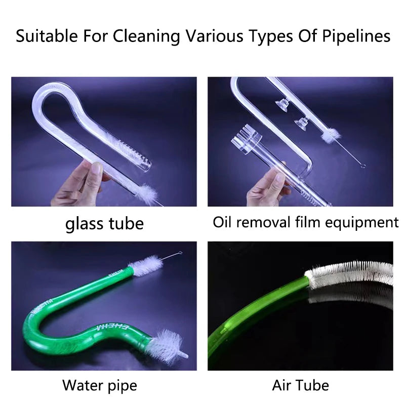 Aquarium Tube Pipe Cleaning Brush Stainless Steel Water Filter Air Tube Flexible Hose Aquarium Accessories Long Bristle Brush