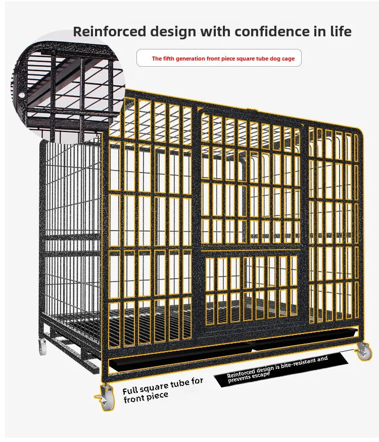 Dog Cage Small Medium Large Dog Square Tube Dog Cage Bold Iron Pet Dog Dog Cage Dog House Teddy Golden Retriever Supplies